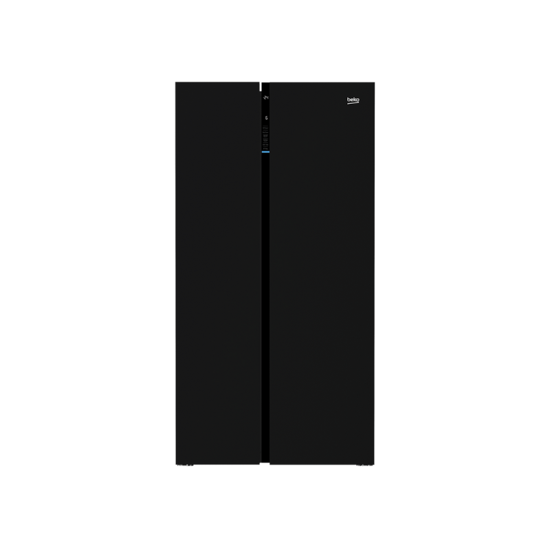 Beko Freestanding American Fridge Freezer in Black Glass GN163140ZGBN