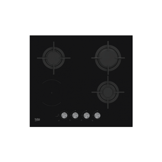 Beko Built-In Dual Fuel Hob 3 Zones 60cm Black HILM64222SV