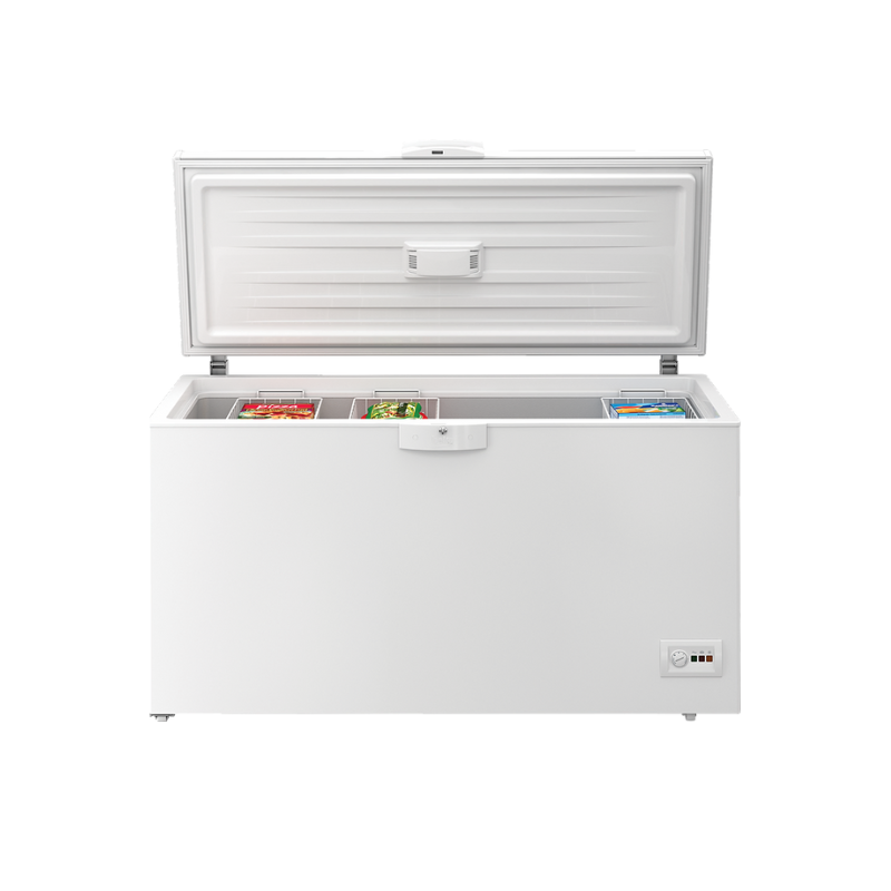 Beko Chest Freezer 360L 129cm White Leather Effect HSM37540