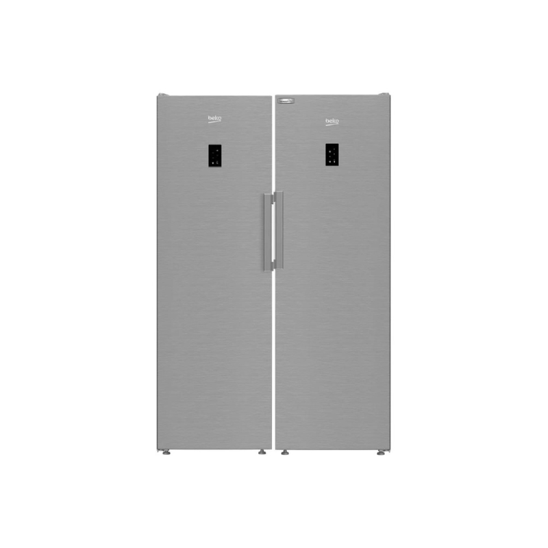 Beko Larder Fridge & Freezer Set No Frost Stainless Steel 186cm B3RMFNE314XB & B3RMLNE444HXB