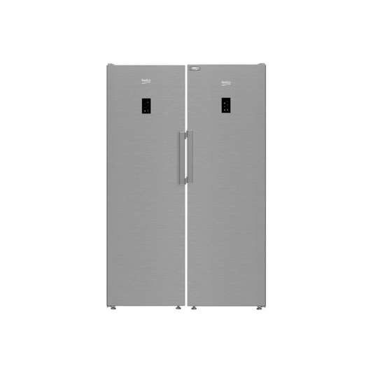 Beko Larder Fridge & Freezer Set No Frost Stainless Steel 186cm B3RMFNE314XB & B3RMLNE444HXB